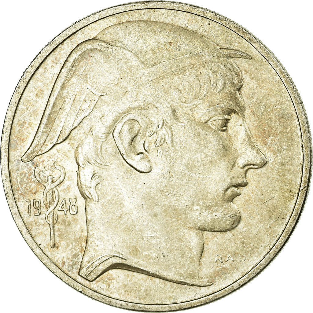 Coin, Belgium, 50 Francs, 50 Frank, 1948, EF(40-45), Silver, KM:136.1