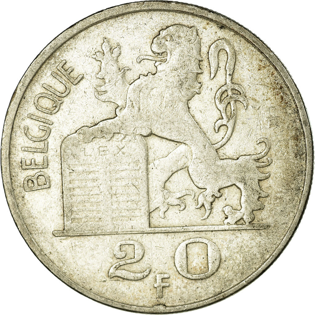 Coin, Belgium, 20 Francs, 20 Frank, 1950, EF(40-45), Silver, KM:140.1
