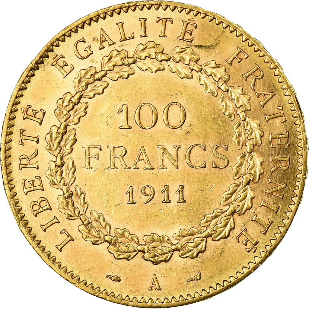 Moeda, França, 100 Francs, 1911, Paris, AU(50-53), Dourado, KM:858