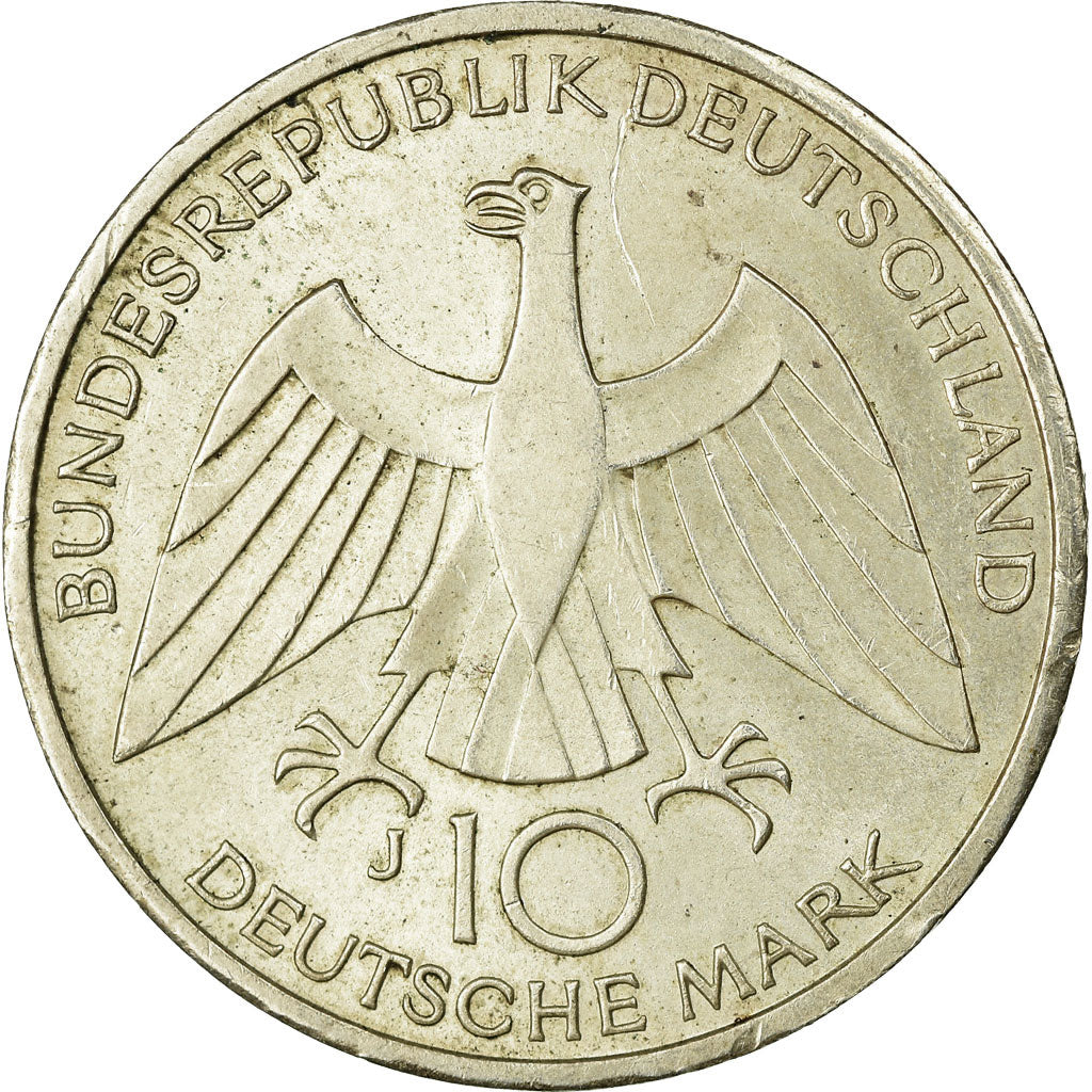 Monnaie, République fédérale allemande, 10 Mark, 1972,Hamburg,TTB+,Argent,KM 131