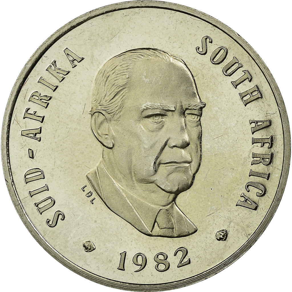 Coin, South Africa, 20 Cents, 1982, Proof, MS(65-70), Nickel, KM:113