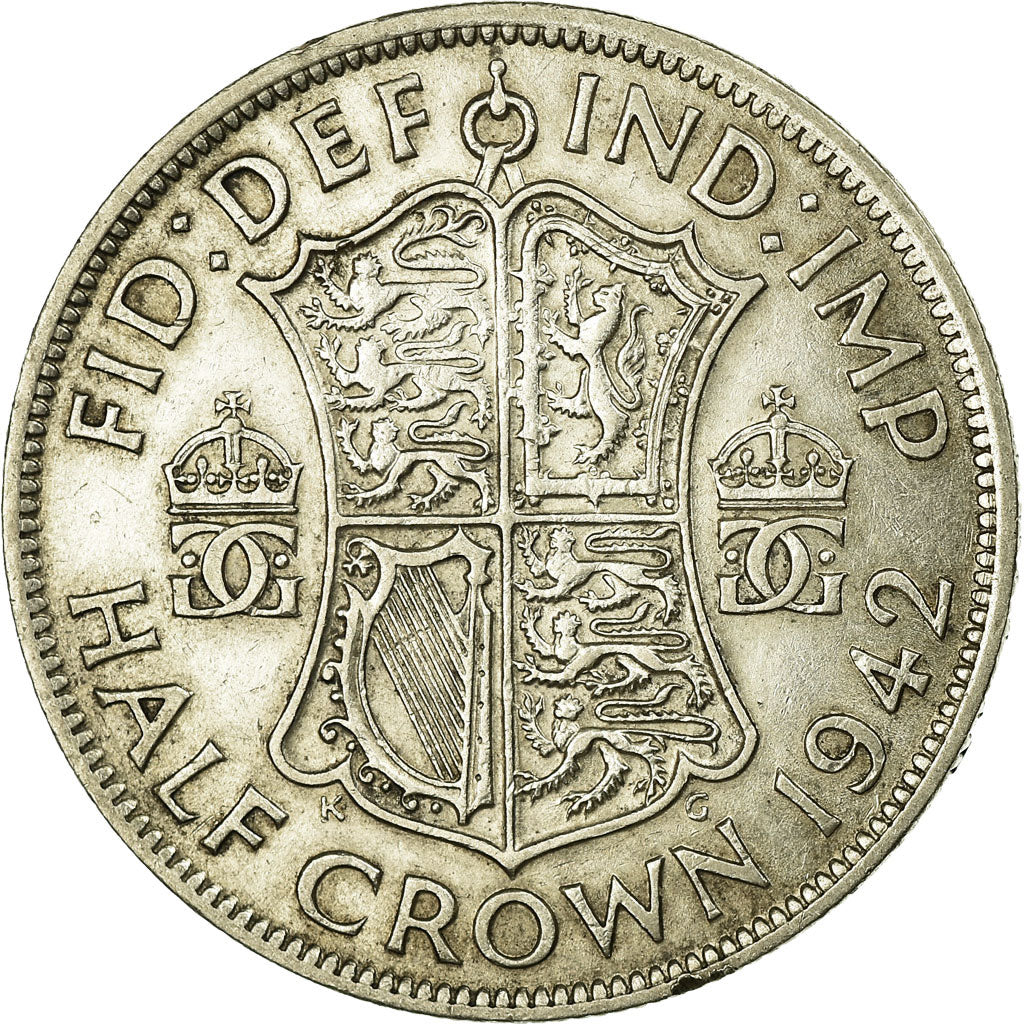 Coin, Great Britain, George VI, 1/2 Crown, 1942, AU(50-53), Silver, KM:856