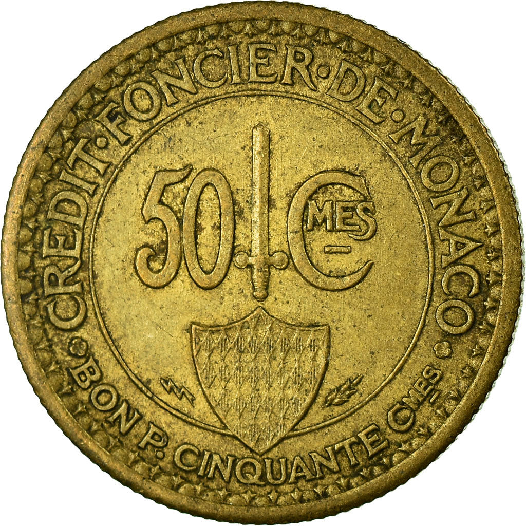 Coin, Monaco, Louis II, 50 Centimes, 1926, EF(40-45), Aluminum-Bronze, KM:113