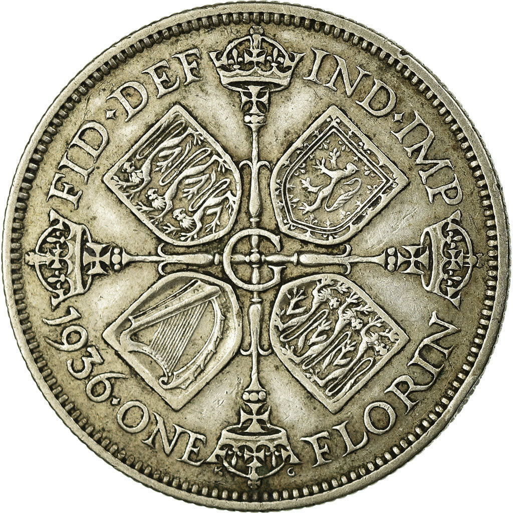 Coin, Great Britain, George V, Florin,Two Shillings,1936,EF(40-45),Silver,KM 834