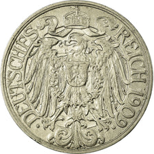 Coin, GERMANY - EMPIRE, Wilhelm II, 25 Pfennig, 1909, Munich, EF(40-45), KM 18