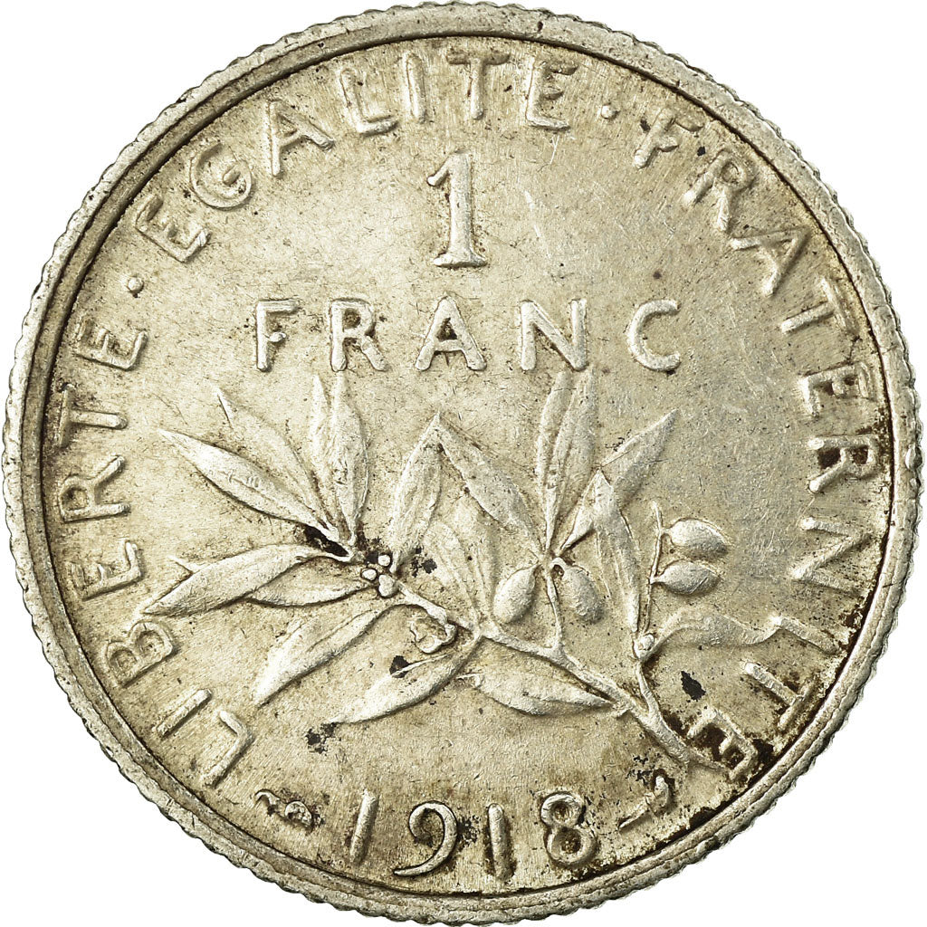 Monnaie, France, Semeuse, Franc, 1918, Paris, TTB, Argent, Gadoury:467, KM:844.1