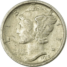 Monnaie, États-Unis, Mercury Dime, Dime, 1918, U.S. Mint, San Francisco, TTB