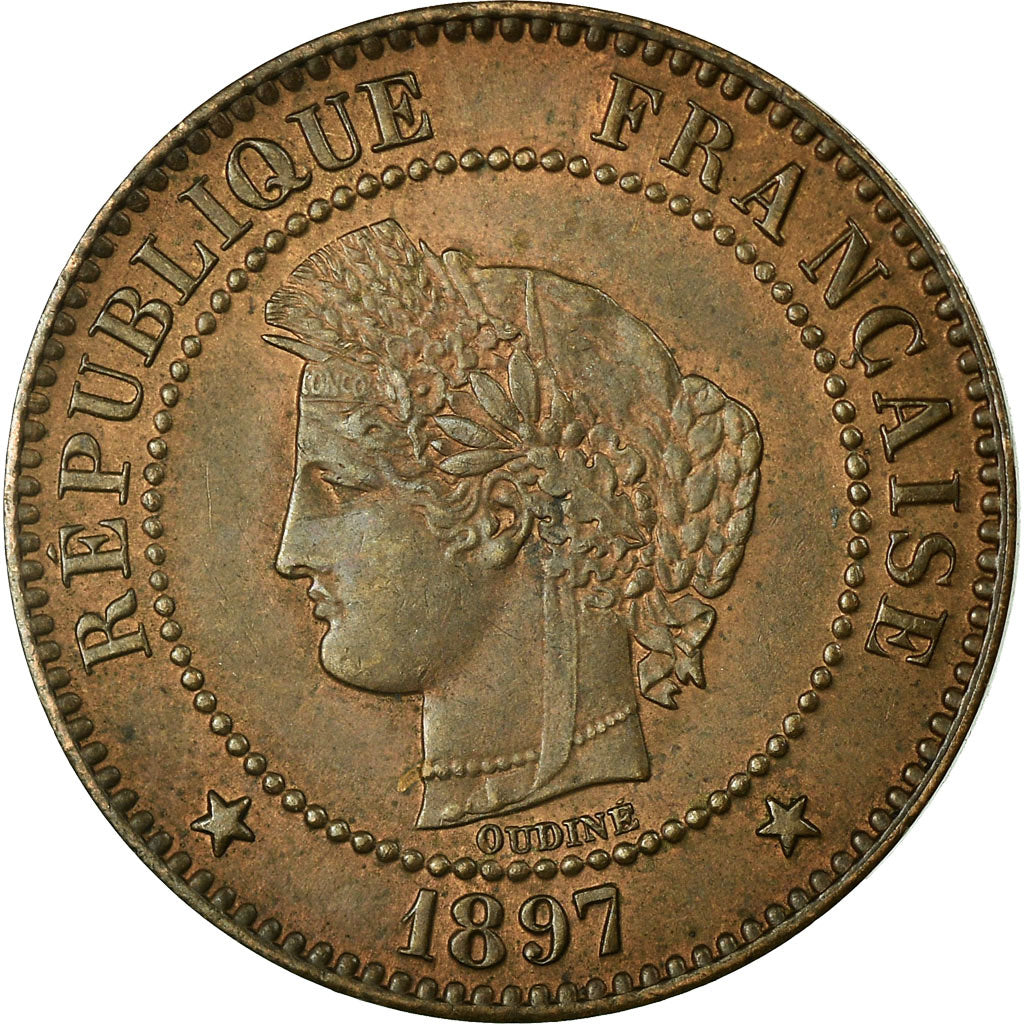 Coin, France, Cérès, 2 Centimes, 1897, Paris, AU(50-53), Bronze, KM:827.1