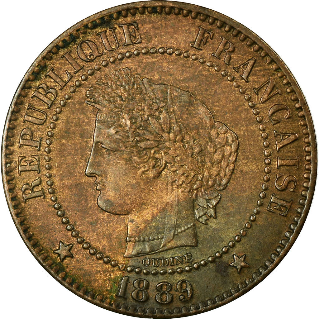 Münze, Frankreich, Cérès, 2 Centimes, 1889, Paris, SS+, Bronze, KM:827.1