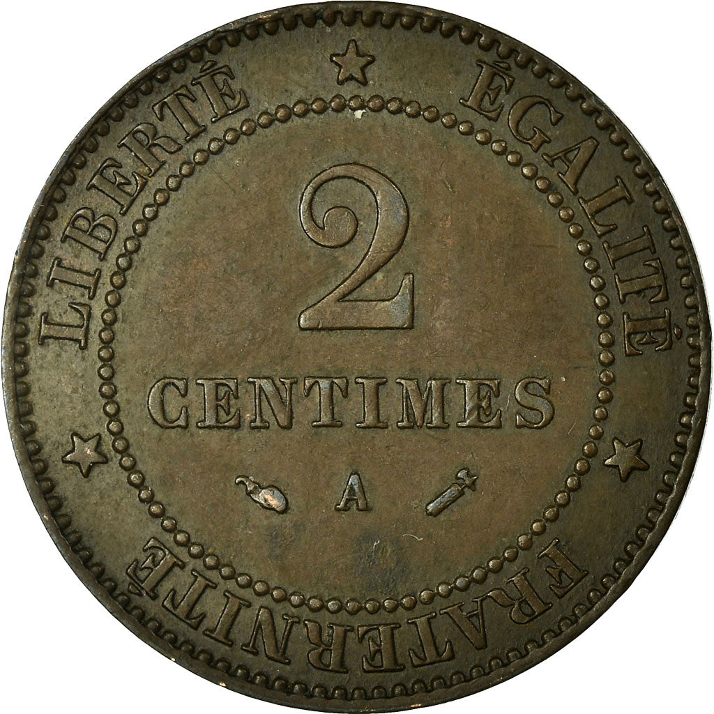 Moneta, Francia, Cérès, 2 Centimes, 1888, Paris, BB, Bronzo, KM:827.1