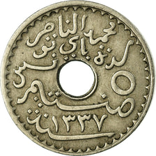 Coin, Tunisia, Muhammad al-Nasir Bey, 5 Centimes, 1919, Paris, EF(40-45),KM 242