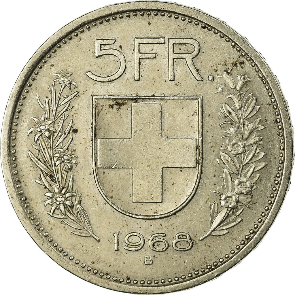 Coin, Switzerland, 5 Francs, 1968, Bern, AU(50-53), Copper-nickel, KM:40a.1