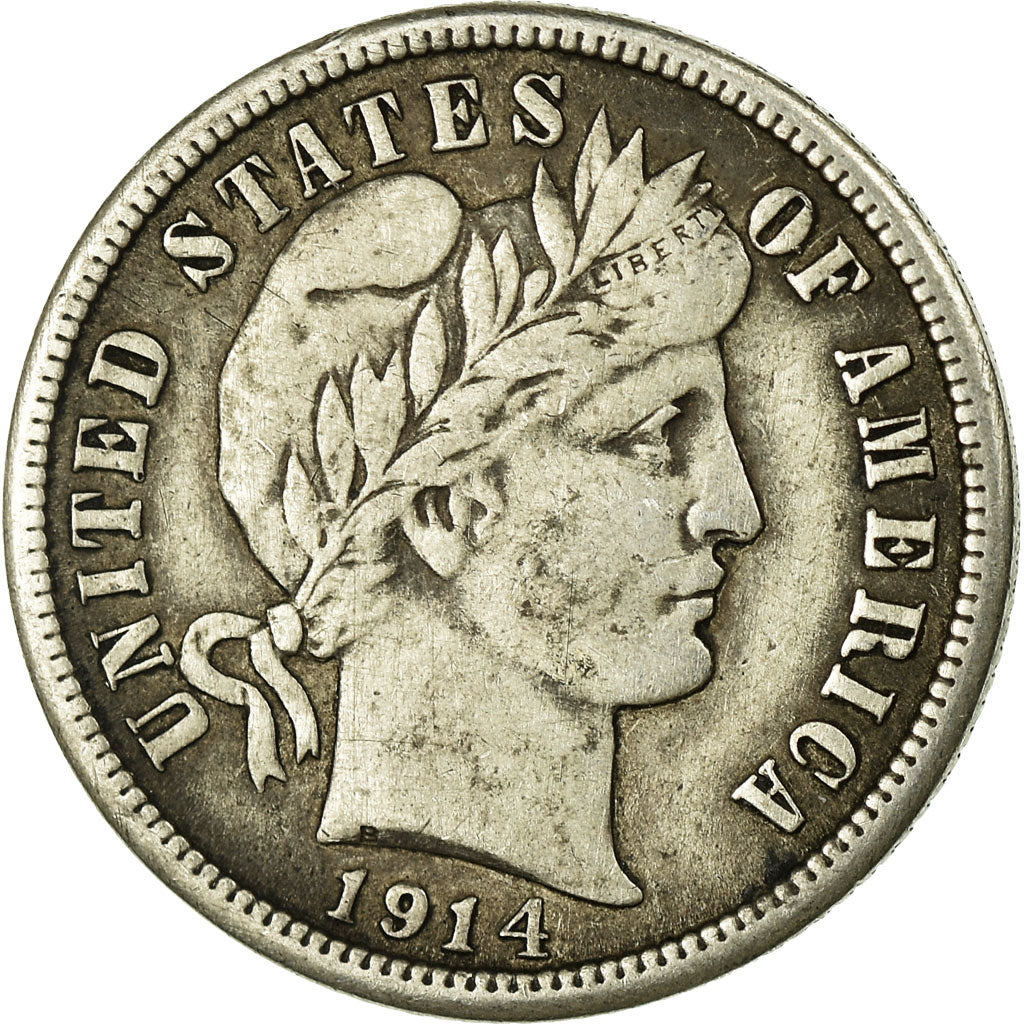 Coin, United States, Barber Dime, Dime, 1914, Philadelphia, VF(30-35), KM 113