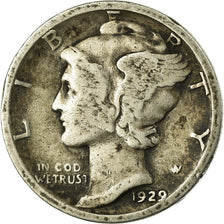 Coin, United States, Mercury Dime, Dime, 1929, Philadelphia,VF(20-25), KM 140