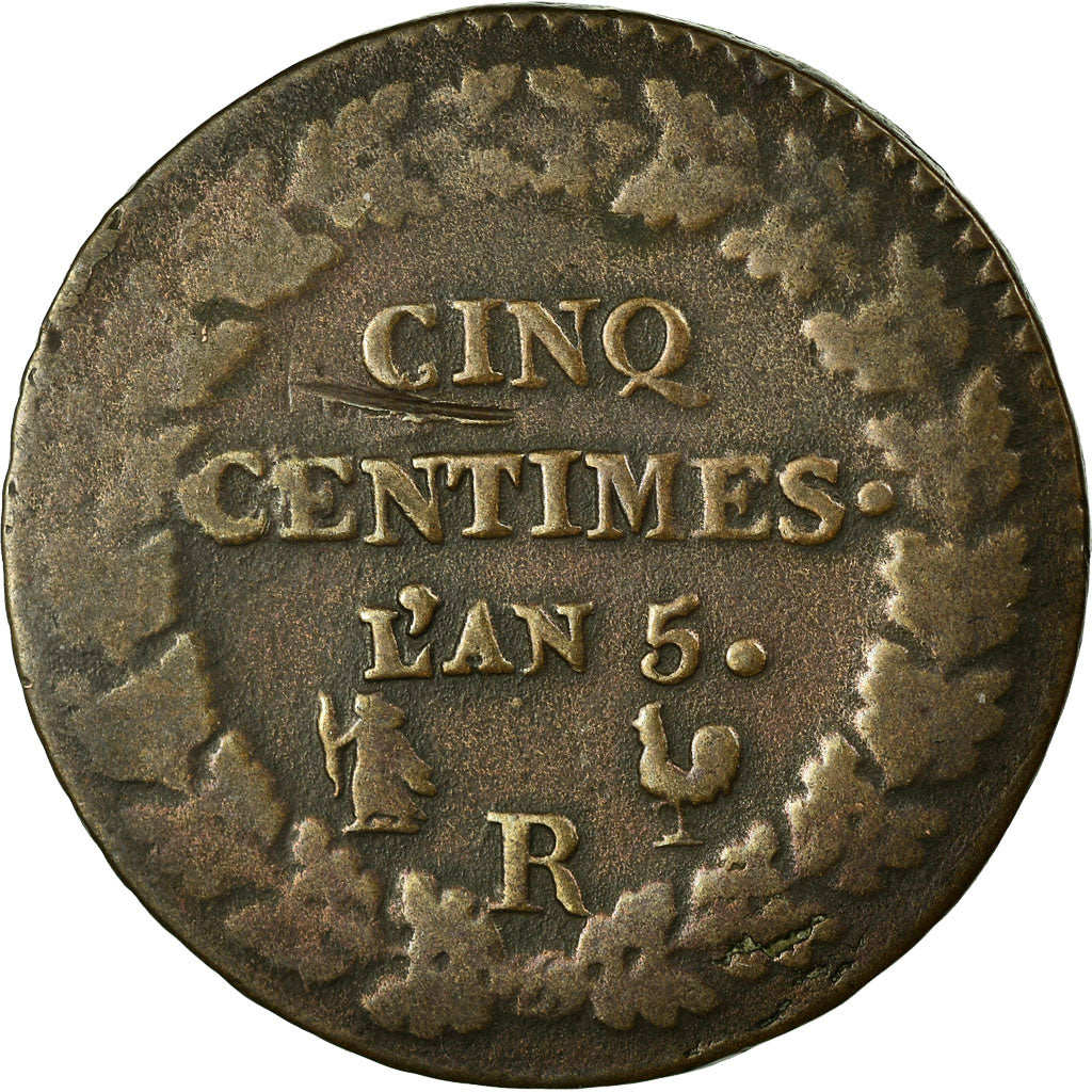 Coin, France, Dupré, 5 Centimes, 1796, Orléans, VF(30-35), Bronze, KM:640.9