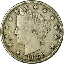 Monnaie, États-Unis, Liberty Nickel, 5 Cents, 1889, Philadelphie, TB+, KM 112