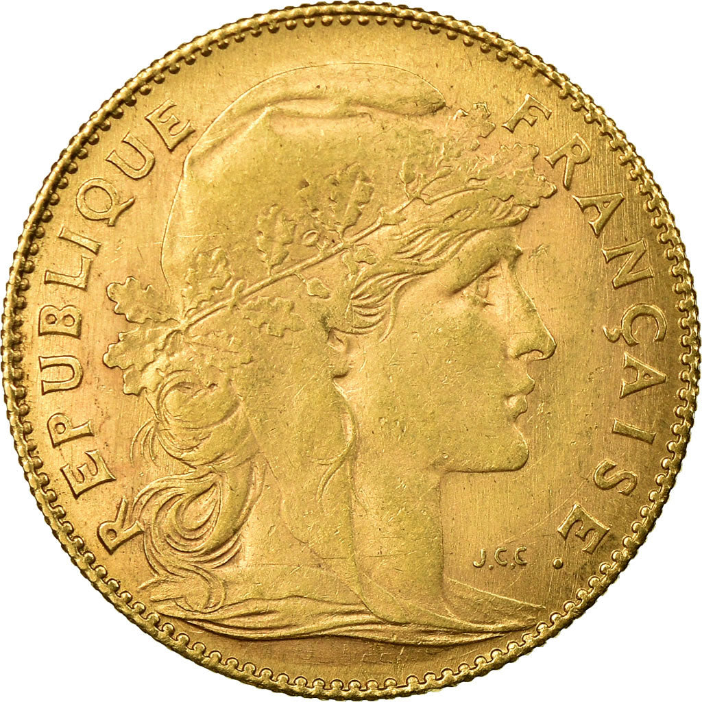 Moneda, Francia, Marianne, 10 Francs, 1912, Paris, MBC+, Oro, KM:846