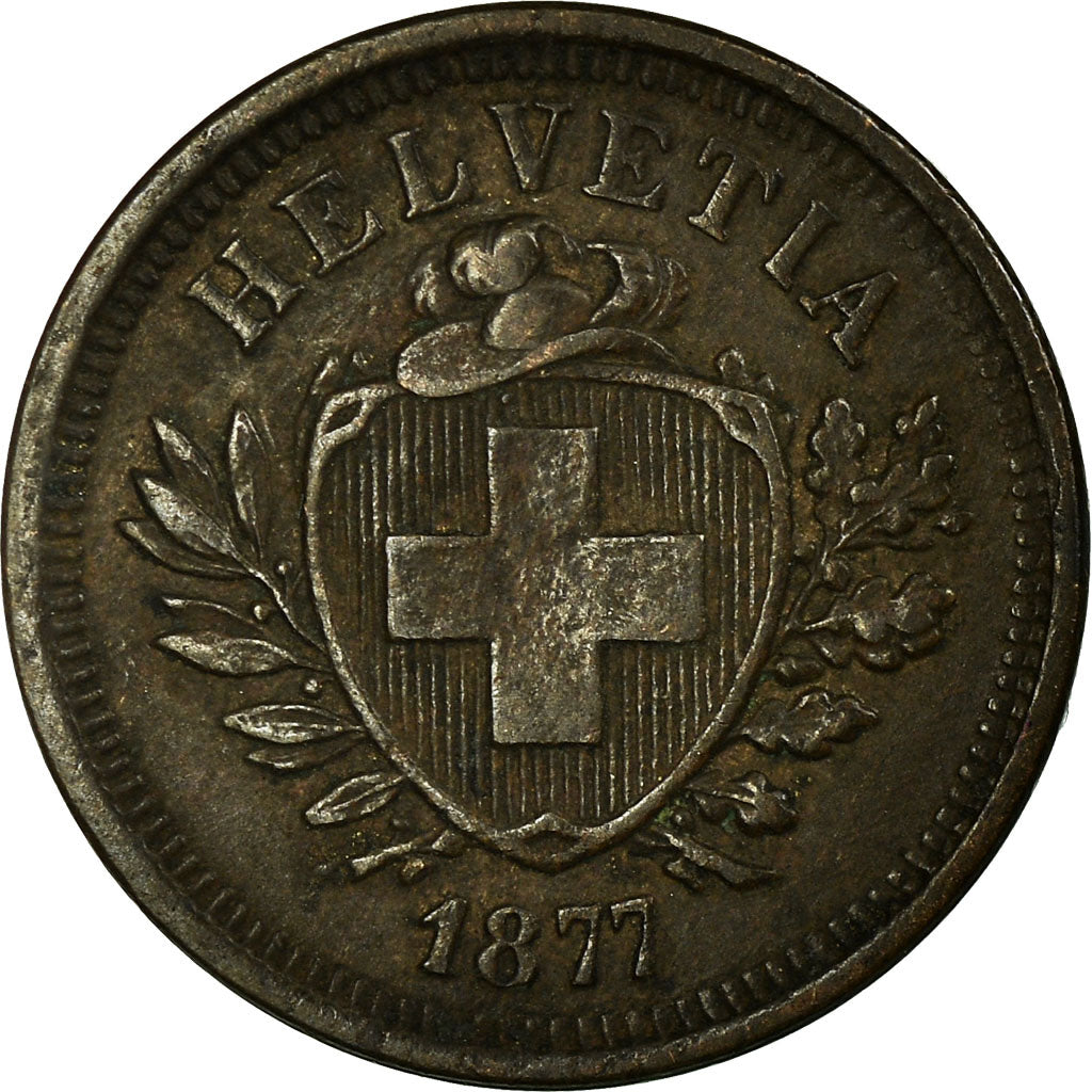 Coin, Switzerland, Rappen, 1877, Bern, EF(40-45), Bronze, KM:3.1