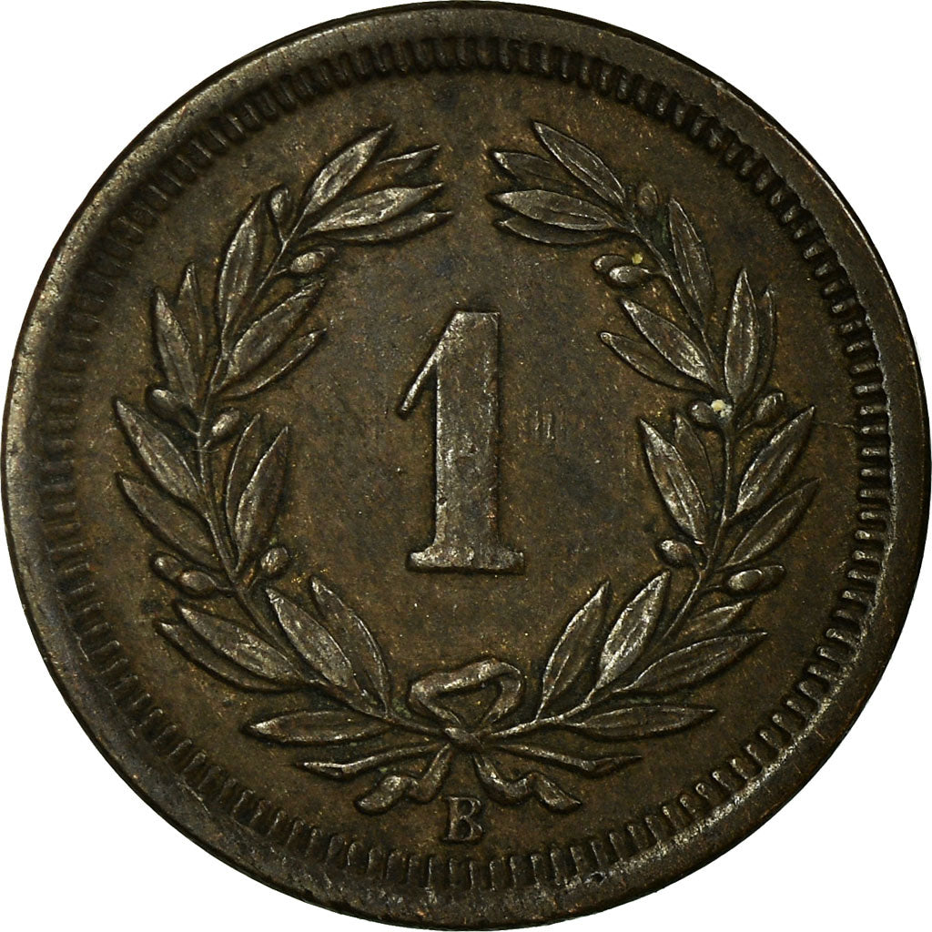 Coin, Switzerland, Rappen, 1877, Bern, EF(40-45), Bronze, KM:3.1