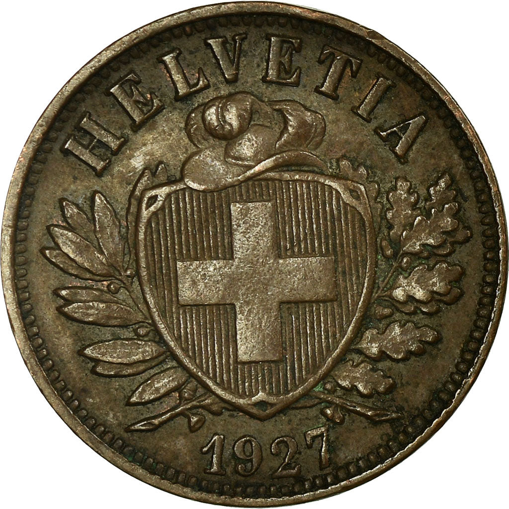 Coin, Switzerland, 2 Rappen, 1927, Bern, EF(40-45), Bronze, KM:4.2