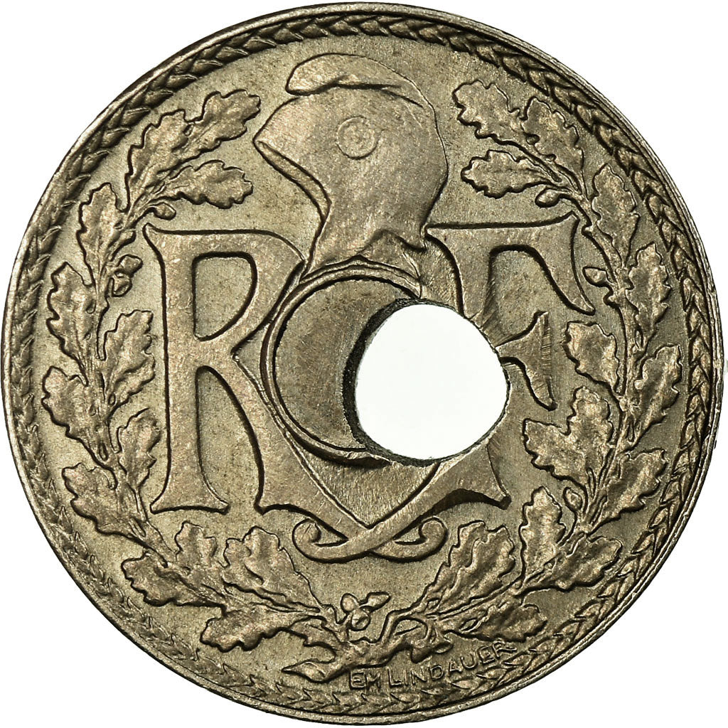 Coin, France, Lindauer, 5 Centimes, 1935, Trou Décentré, AU(55-58)
