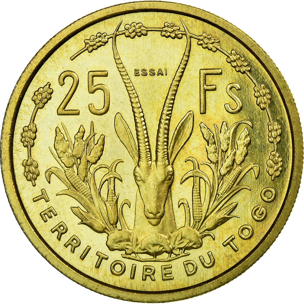 Moneta, Togo, 25 Francs, 1956, Paris, ESSAI, FDC, Bronzo-alluminio, KM:E8