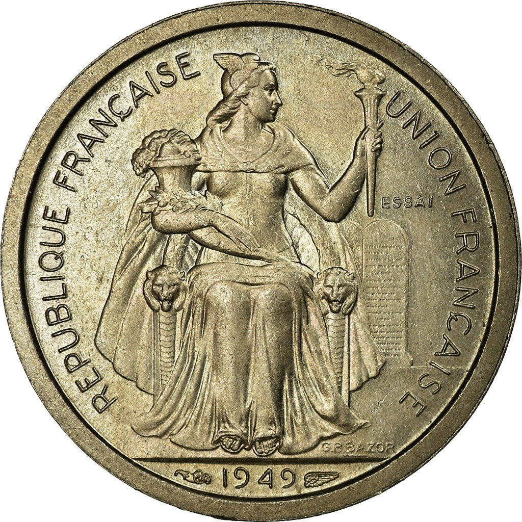 Coin, FRENCH OCEANIA, Franc, 1949, ESSAI, MS(65-70), Copper-nickel, KM:E8
