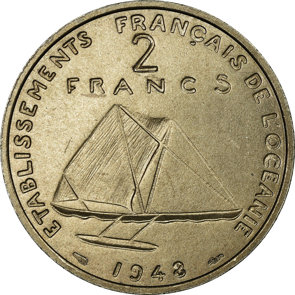 Moneta, OCEANIA FRANCESE, 2 Francs, 1948, ESSAI, FDC, Rame-nichel, KM:E6