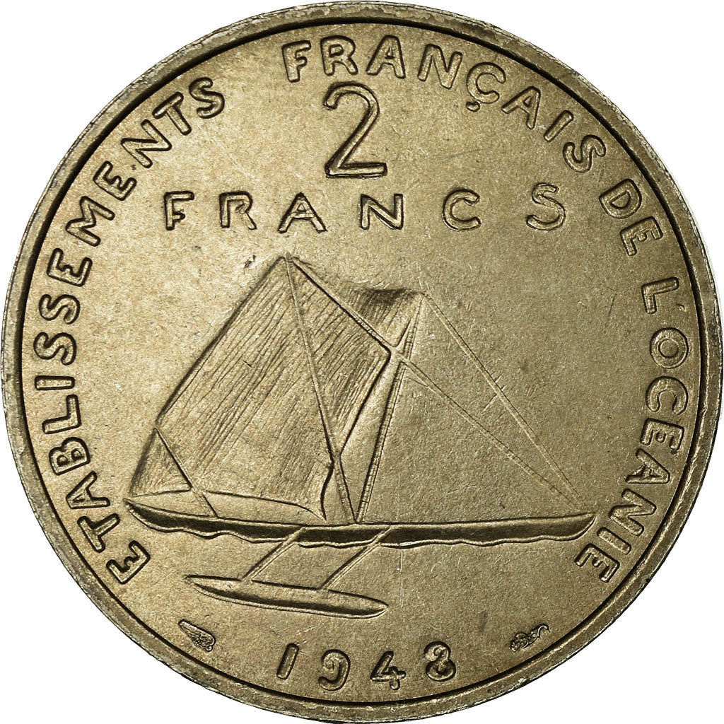 Coin, FRENCH OCEANIA, 2 Francs, 1948, ESSAI, MS(65-70), Copper-nickel, KM:E6