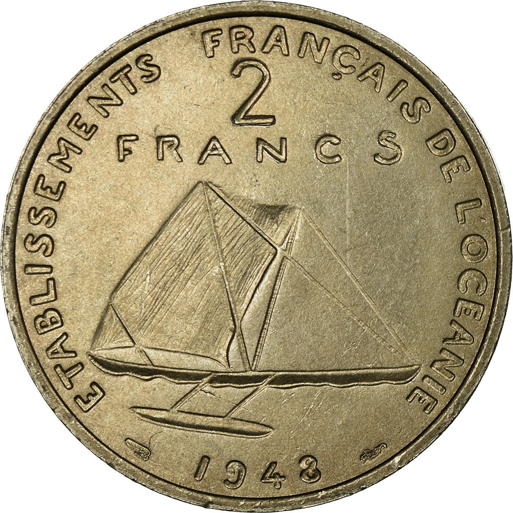 Moneda, OCEANÍA FRANCESA, 2 Francs, 1948, ESSAI, FDC, Cobre - níquel, KM:E6