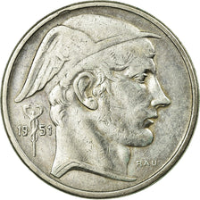 Coin, Belgium, 50 Francs, 50 Frank, 1951, EF(40-45), Silver, KM:137
