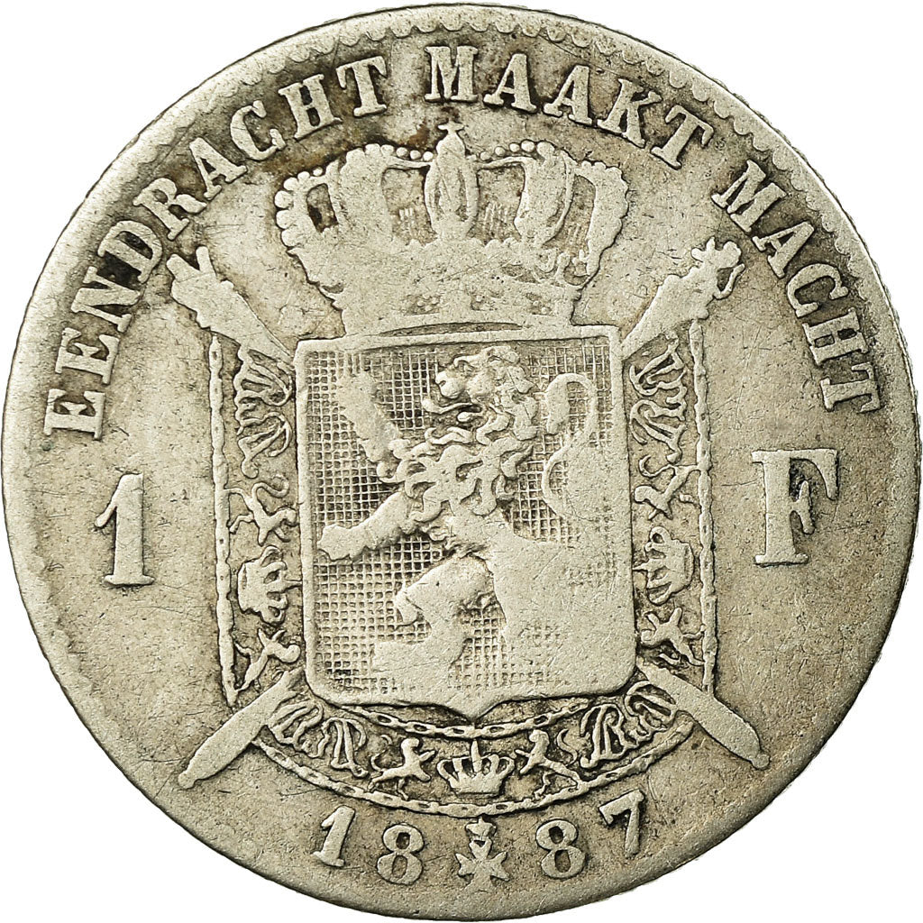 Coin, Belgium, Leopold II, Franc, 1887, VF(20-25), Silver, KM:29.2