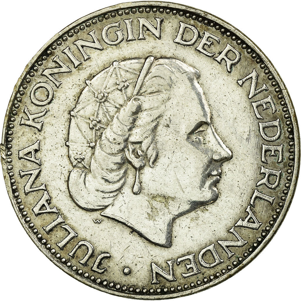 Coin, Netherlands, Juliana, 2-1/2 Gulden, 1960, AU(50-53), Silver, KM:185