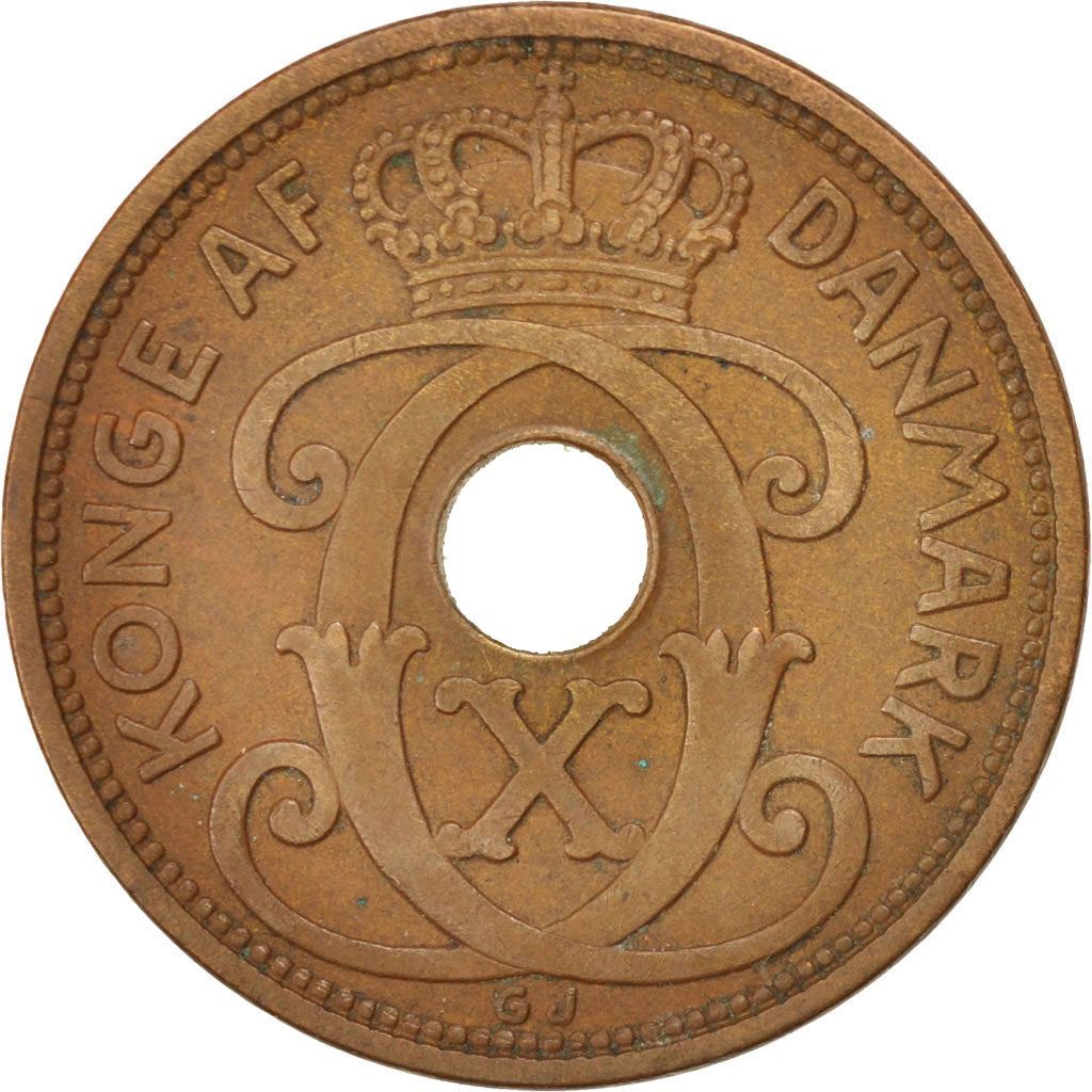 DENMARK, 5 Ore, 1927, Copenhagen, KM #828.1, EF(40-45), Bronze, 27.4, 7.77