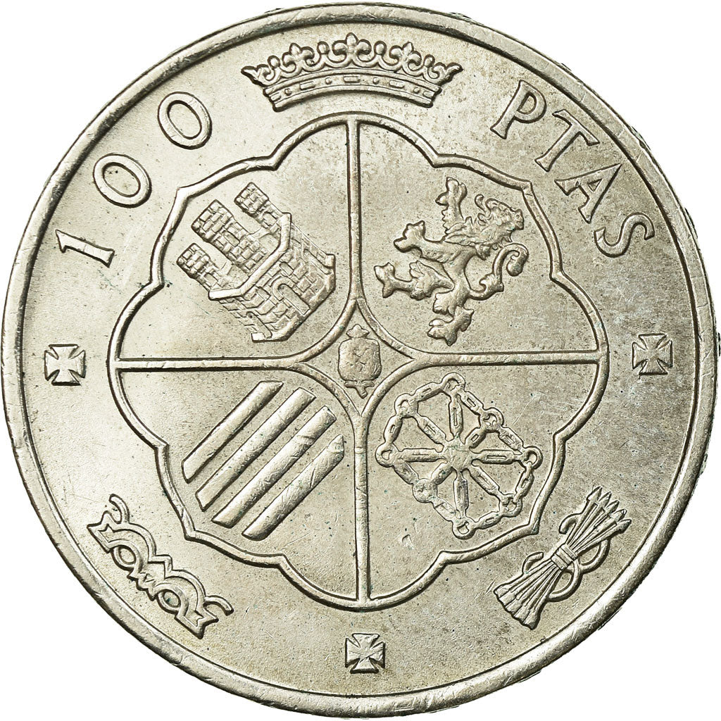 Coin, Spain, Caudillo and regent, 100 Pesetas, 1966, AU(55-58), Silver, KM:797