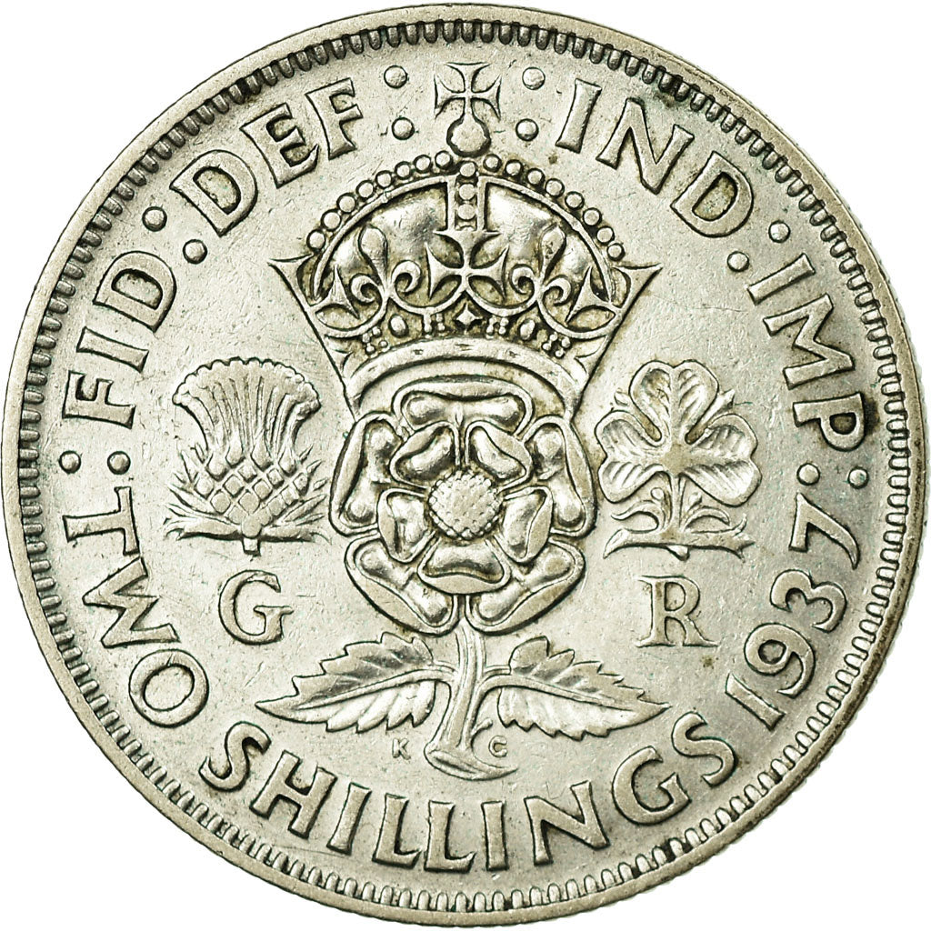 Coin, Great Britain, George VI, Florin, Two Shillings, 1937, AU(50-53), Silver