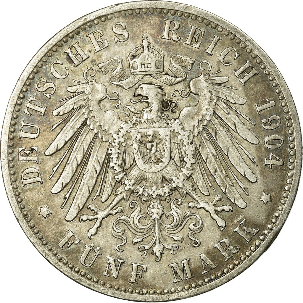 Coin, German States, BAVARIA, Otto, 5 Mark, 1904, Munich,EF(40-45),Silver,KM 915