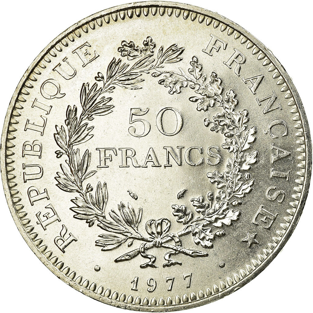 Münze, Frankreich, Hercule, 50 Francs, 1977, Paris, VZ, Silber, KM:941.1