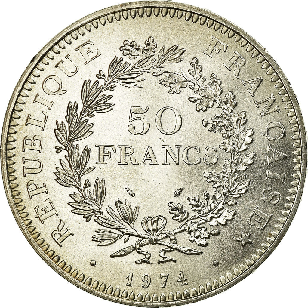 Coin, France, Hercule, 50 Francs, 1974, Paris, AU(55-58), Silver, KM:941.1