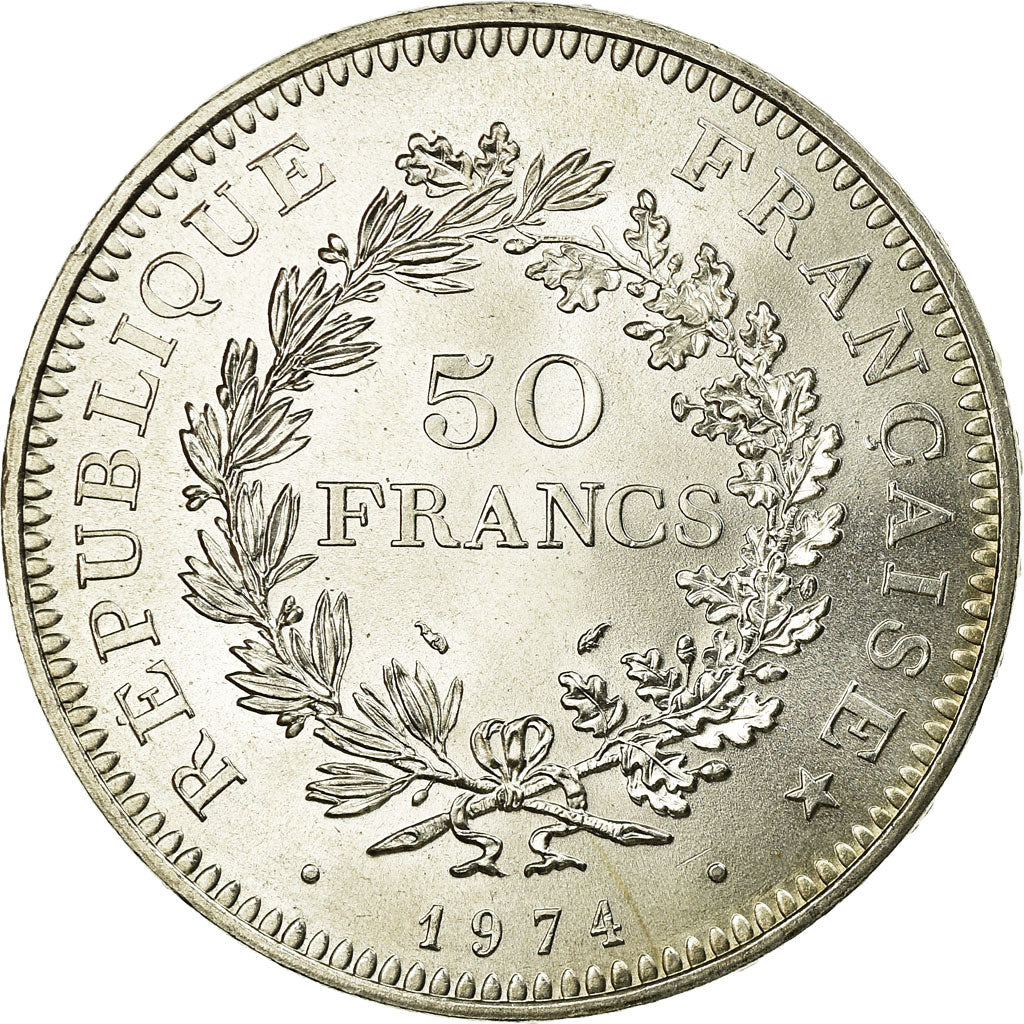 Coin, France, Hercule, 50 Francs, 1974, Paris, AU(55-58), Silver, KM:941.1