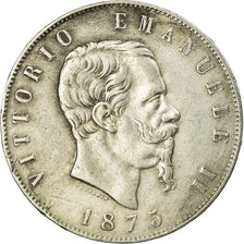 Coin, Italy, Vittorio Emanuele II, 5 Lire, 1875, Rome, EF(40-45), Silver, KM:8.4
