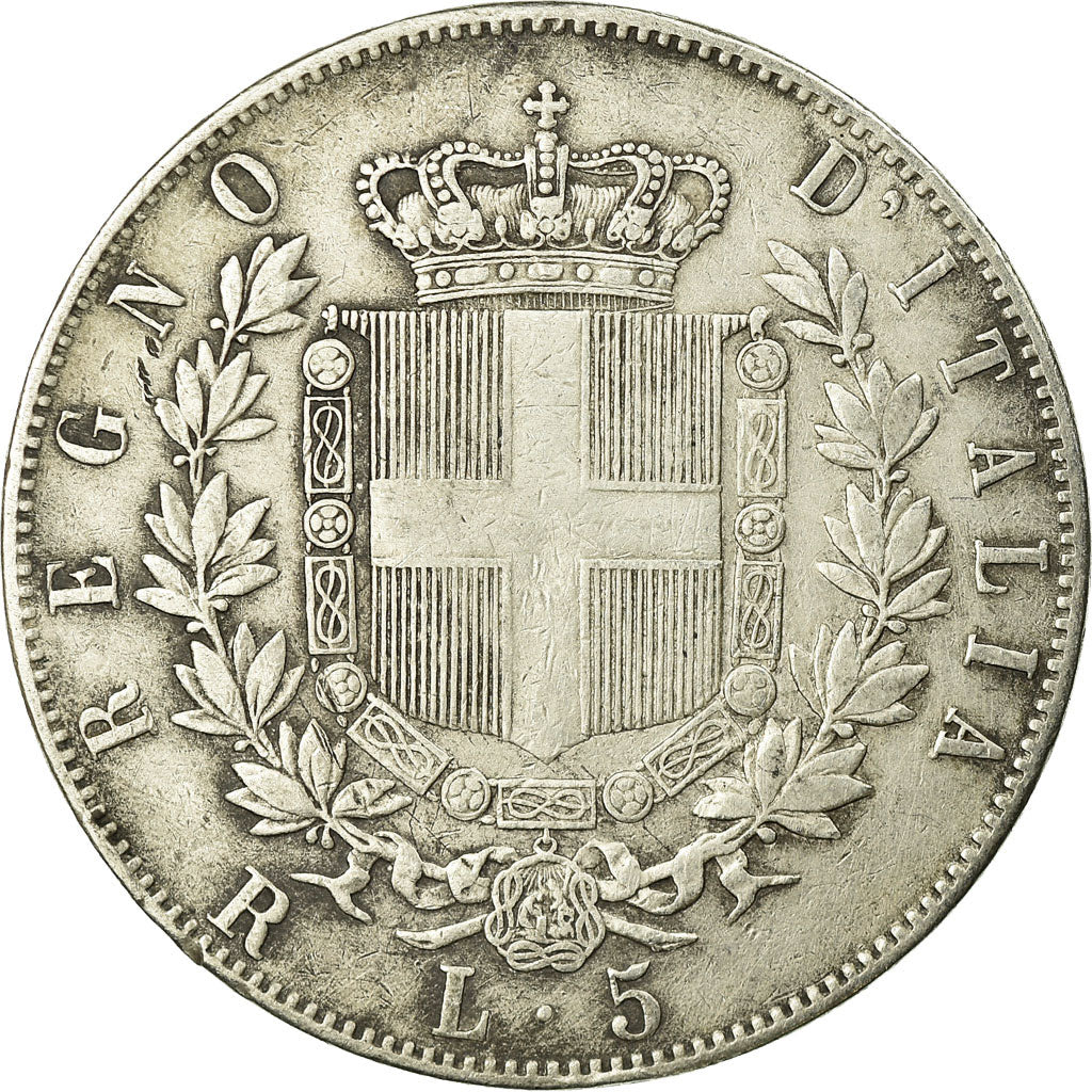 Coin, Italy, Vittorio Emanuele II, 5 Lire, 1875, Rome, EF(40-45), Silver, KM:8.4