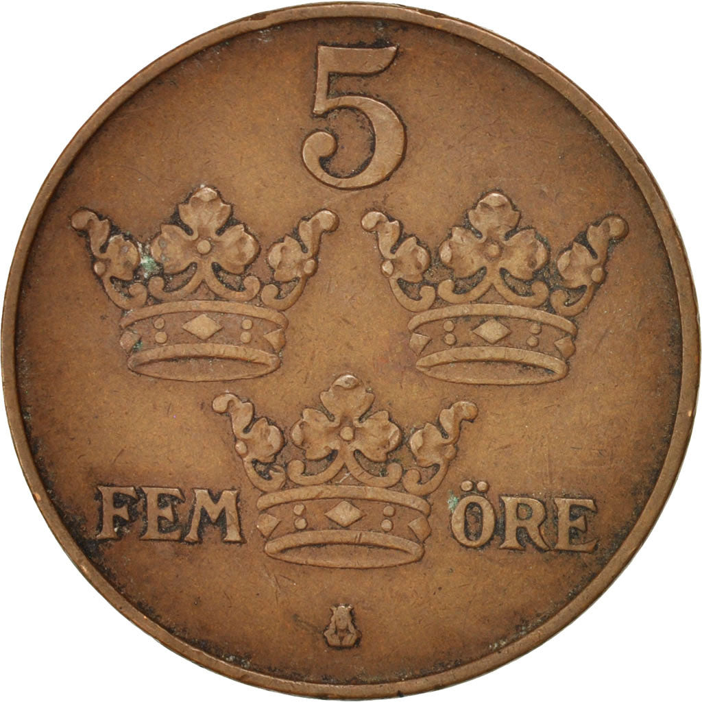 Coin, Sweden, Gustaf V, 5 Öre, 1915, EF(40-45), Bronze, KM:779.2