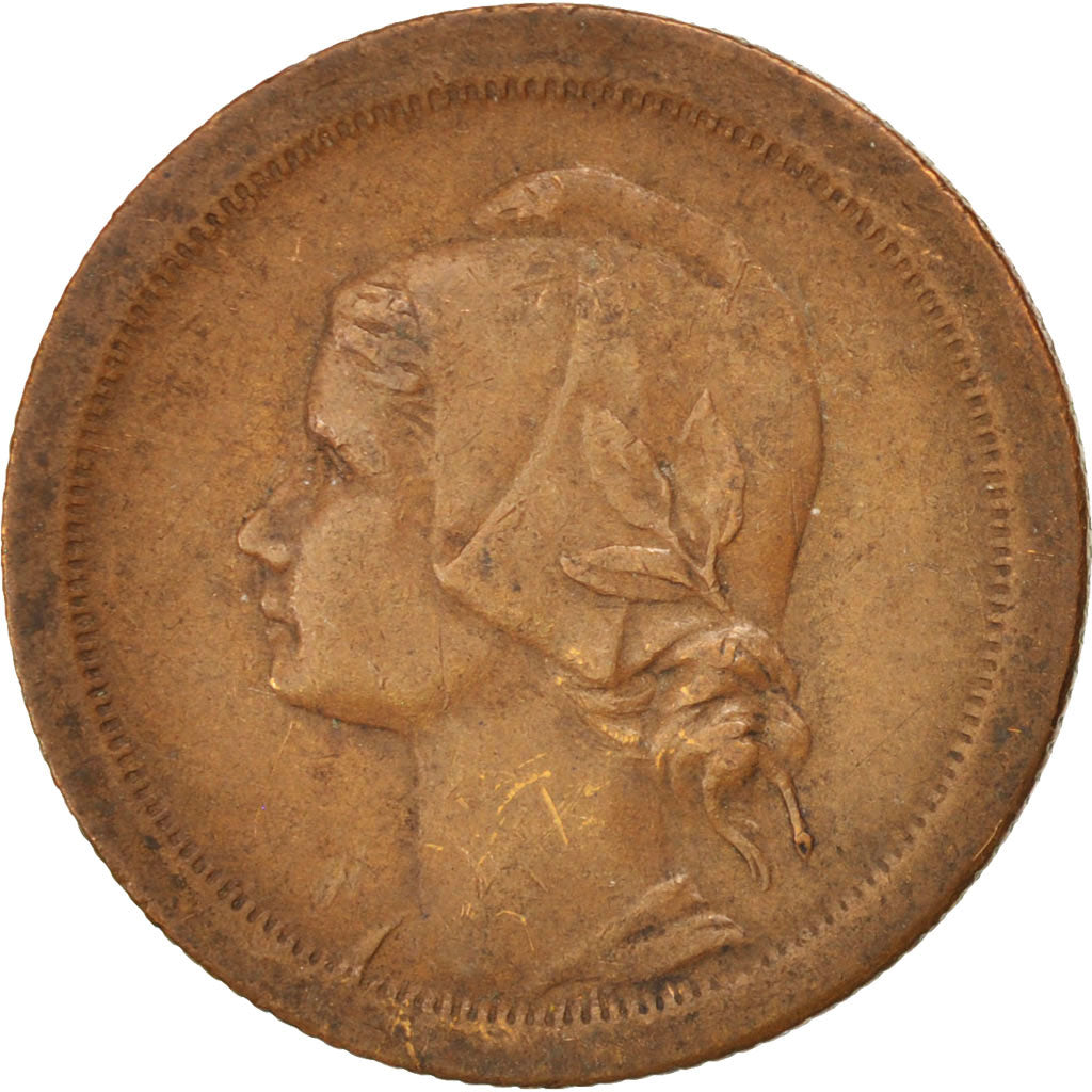PORTUGAL, 10 Centavos, 1925, KM #573, EF(40-45), Bronze, 4.00
