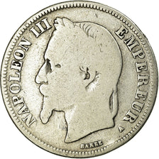 Moeda, França, Napoleon III, 2 Francs, 1868, Paris, F(12-15), KM 807.1