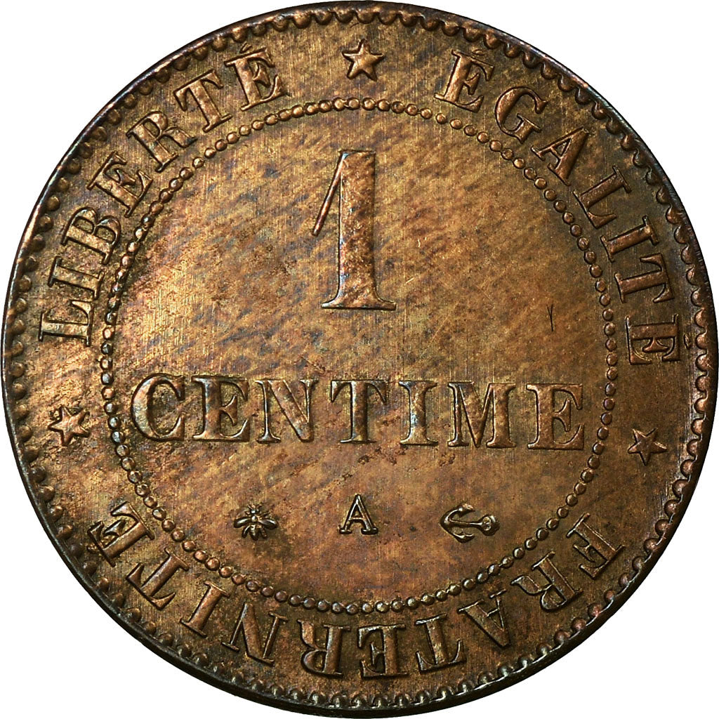 Coin, France, Cérès, Centime, 1877, Paris, AU(50-53), Bronze, KM:826.1