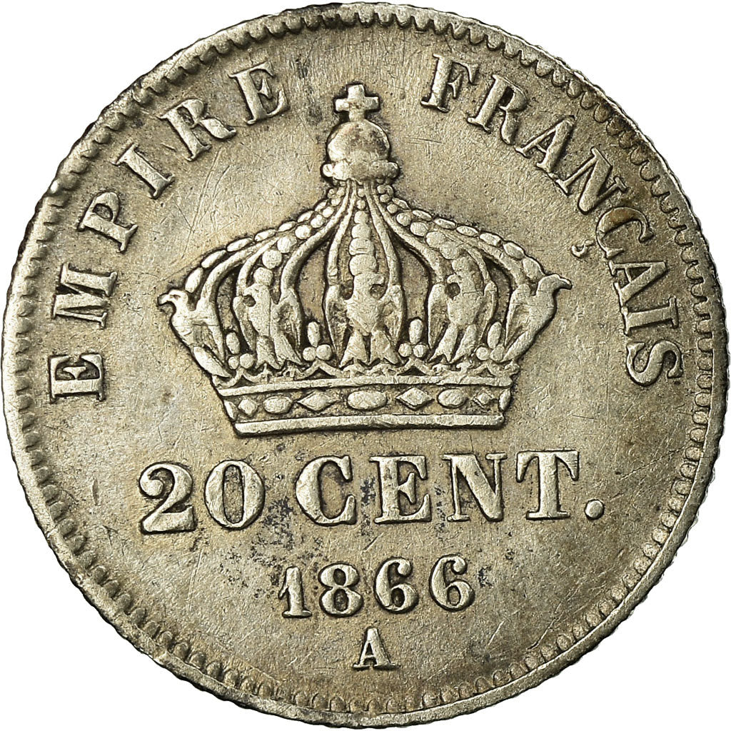 Coin, France, Napoleon III, 20 Centimes, 1866, Paris, EF(40-45), KM 805.1
