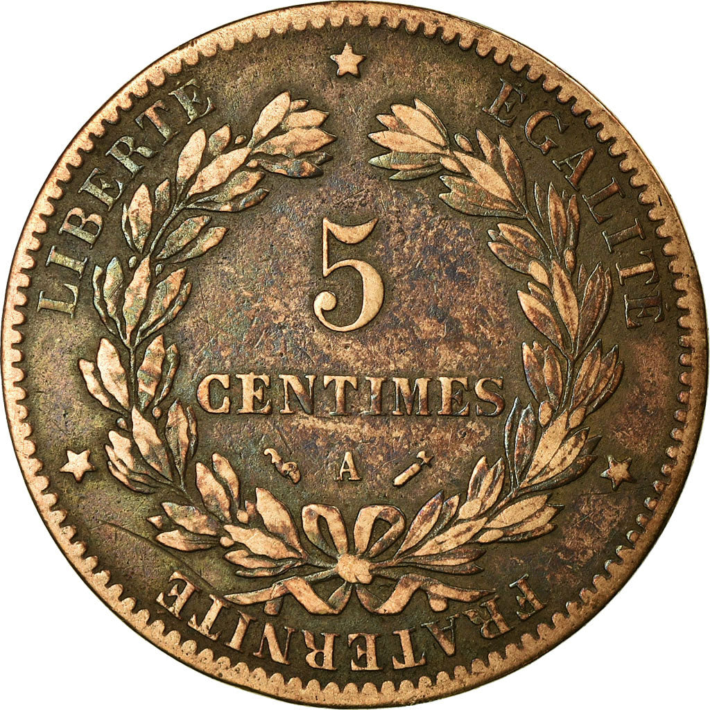 Moeda, França, Cérès, 5 Centimes, 1883, Paris, VF(30-35), Bronze, KM:821.1