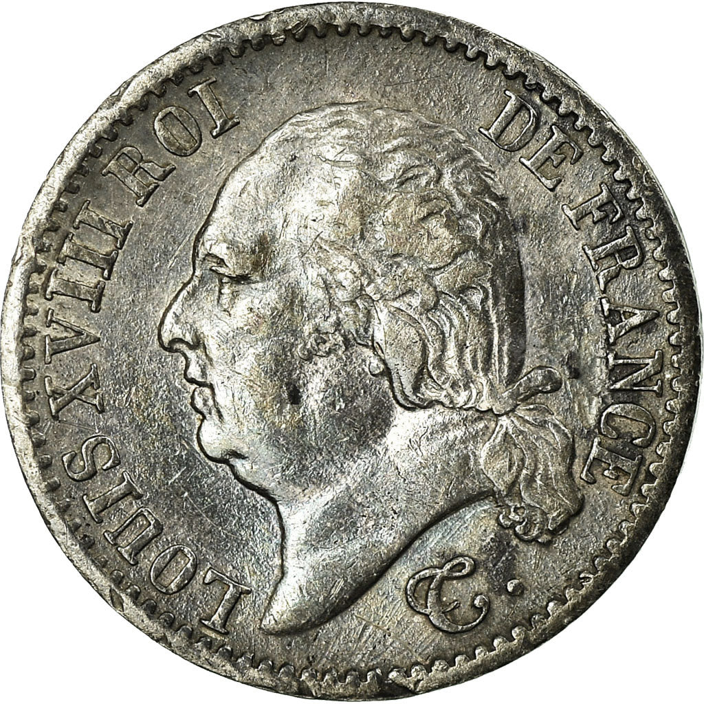 Munten, Frankrijk, Louis XVIII,1/4 Franc, 1822, Paris, ZF+, KM 714.1