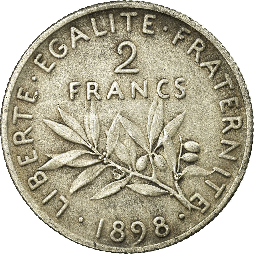Coin, France, Semeuse, 2 Francs, 1898, Paris, Flan mat,MS(60-62),Silver,KM 845.1